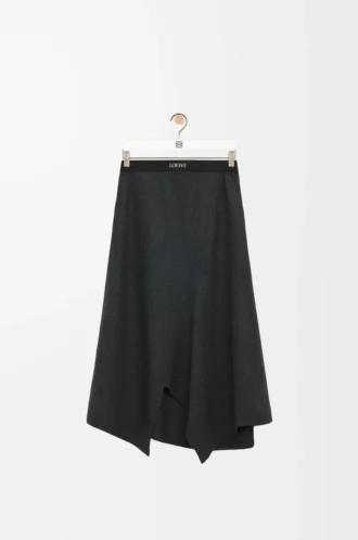 Asymmetric skirt in wool and cashmere Charcoal Melange