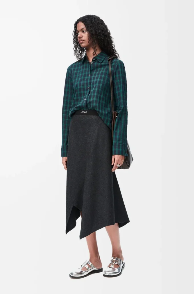 Asymmetric skirt in wool and cashmere Charcoal Melange Asymmetric skirt in wool and cashmere Charcoal Melange
