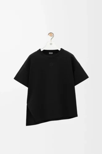 Asymmetric t-shirt in cotton blend Black