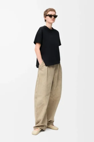 Asymmetric t-shirt in cotton blend Black