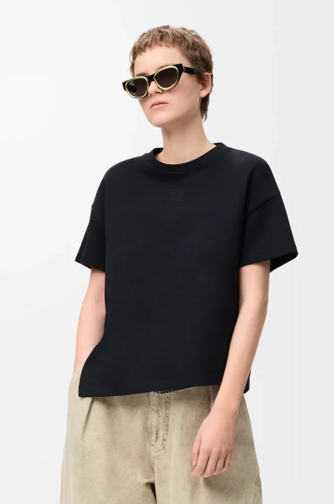 Asymmetric t-shirt in cotton blend Black Asymmetric t-shirt in cotton blend Black