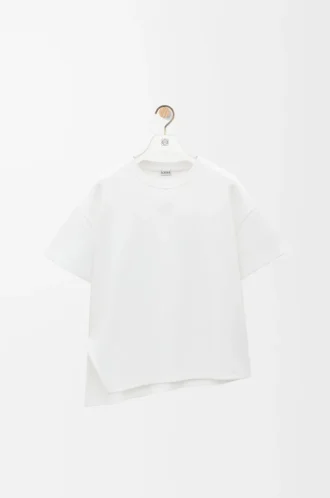 Asymmetric t-shirt in cotton blend White
