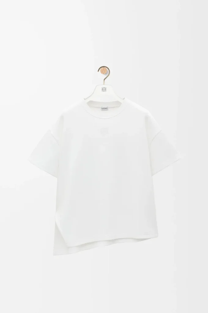 Asymmetric t-shirt in cotton blend White Asymmetric t-shirt in cotton blend White