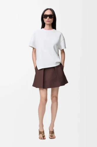 Asymmetric t-shirt in cotton blend White