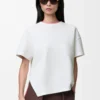 Asymmetric t-shirt in cotton blend White Asymmetric t-shirt in cotton blend White