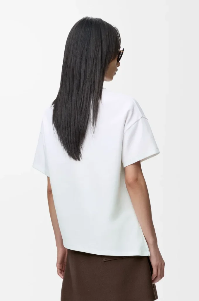 Asymmetric t-shirt in cotton blend White Asymmetric t-shirt in cotton blend White
