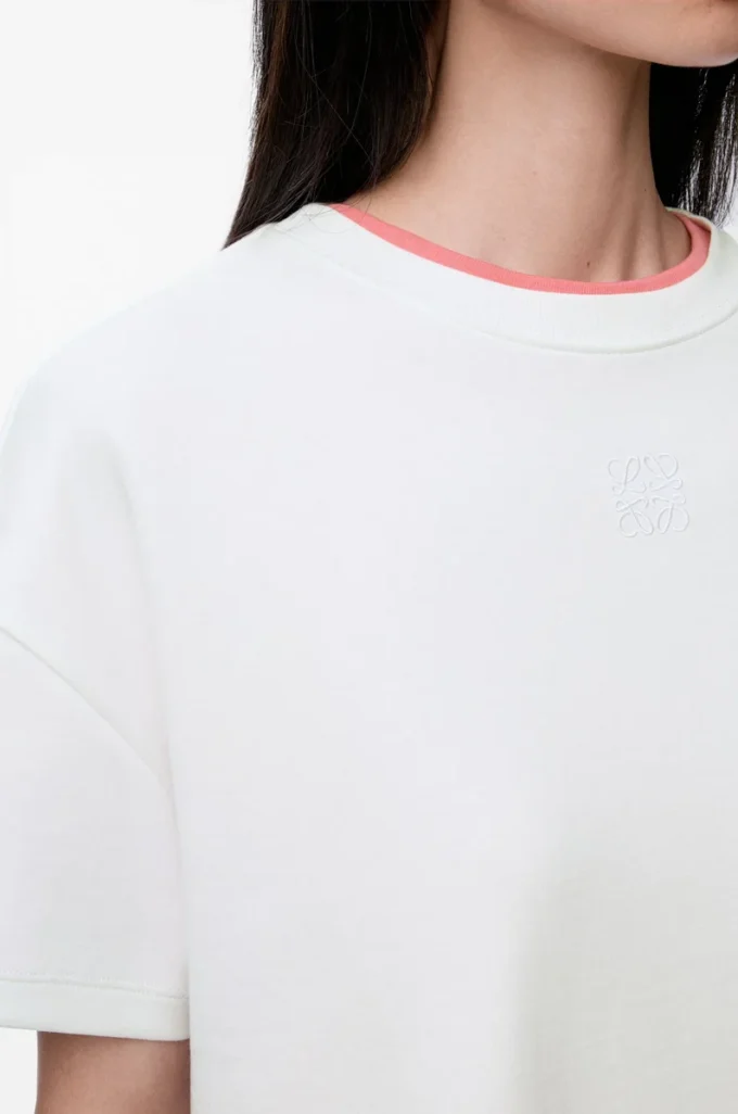 Asymmetric t-shirt in cotton blend White Asymmetric t-shirt in cotton blend White