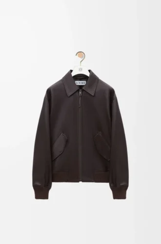 Aviator jacket in deerskin Oxblood
