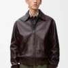 Aviator jacket in deerskin Oxblood Aviator jacket in deerskin Oxblood