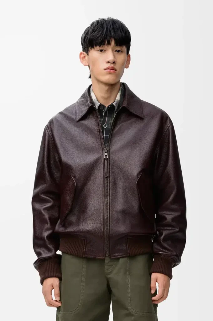 Aviator jacket in deerskin Oxblood Aviator jacket in deerskin Oxblood
