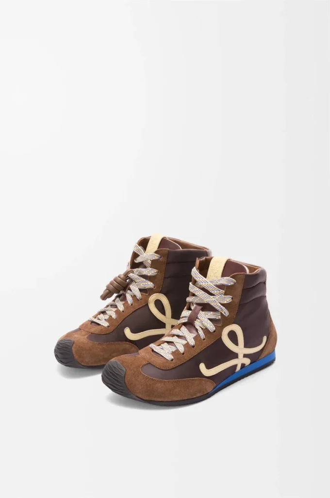 Ballet Runner 2.0 high-top in nylon and calfskin Brown/Yellow/Blue Ballet Runner 2.0 high-top in nylon and calfskin Brown/Yellow/Blue