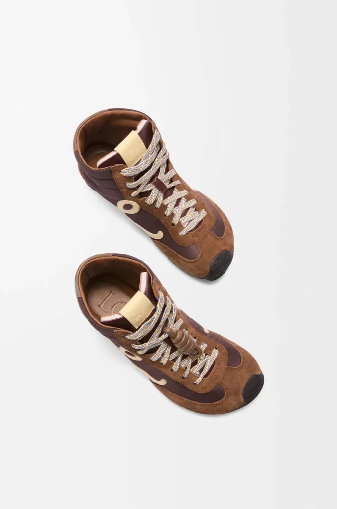 Ballet Runner 2.0 high-top in nylon and calfskin Brown/Yellow/Blue Ballet Runner 2.0 high-top in nylon and calfskin Brown/Yellow/Blue