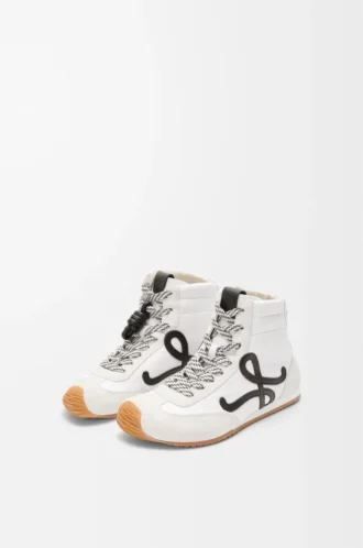 Ballet Runner 2.0 high-top in nylon and calfskin White/Black