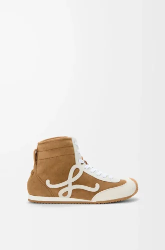 Ballet Runner 2.0 high-top in suede and shearling Tan/White