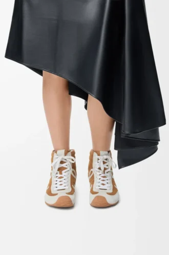 Ballet Runner 2.0 high-top in suede and shearling Tan/White
