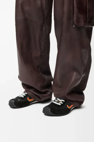 Ballet Runner 2.0 in nylon and calfskin Black/Orange/Pale Green