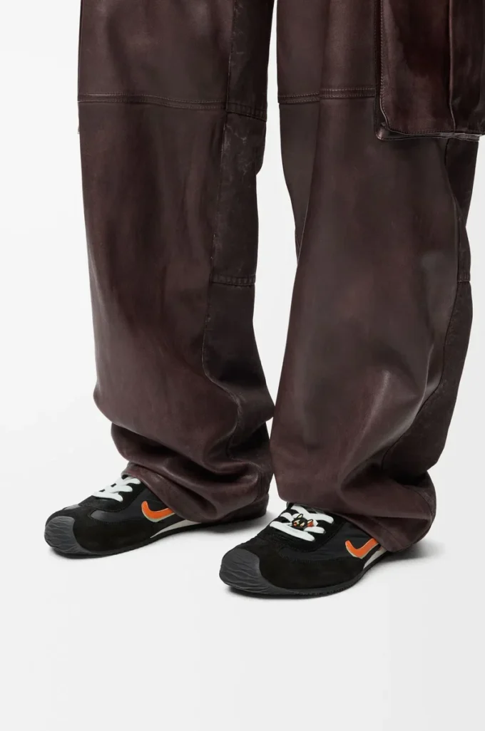 Ballet Runner 2.0 in nylon and calfskin Black/Orange/Pale Green Ballet Runner 2.0 in nylon and calfskin Black/Orange/Pale Green