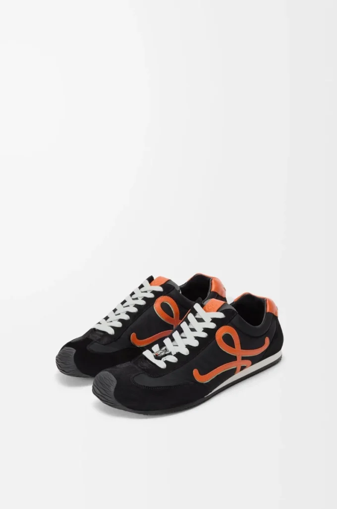 Ballet Runner 2.0 in nylon and calfskin Black/Orange/Pale Green Ballet Runner 2.0 in nylon and calfskin Black/Orange/Pale Green