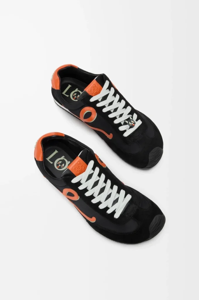 Ballet Runner 2.0 in nylon and calfskin Black/Orange/Pale Green Ballet Runner 2.0 in nylon and calfskin Black/Orange/Pale Green