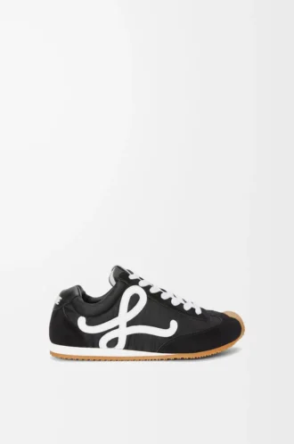 Ballet Runner 2.0 in nylon and calfskin Black/White