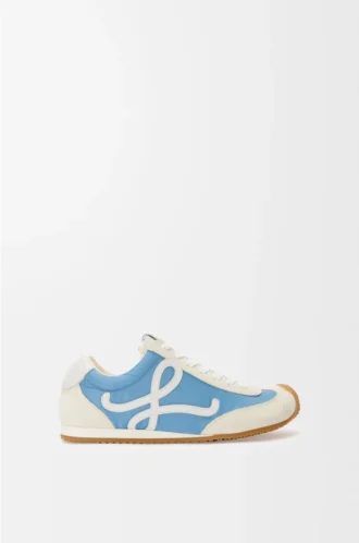 Ballet Runner 2.0 in nylon and calfskin Blue/White/Soft White