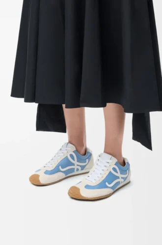 Ballet Runner 2.0 in nylon and calfskin Blue/White/Soft White