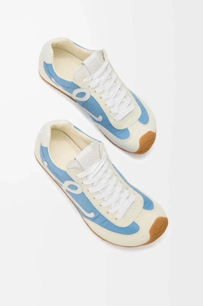 Ballet Runner 2.0 in nylon and calfskin Blue/White/Soft White Ballet Runner 2.0 in nylon and calfskin Blue/White/Soft White