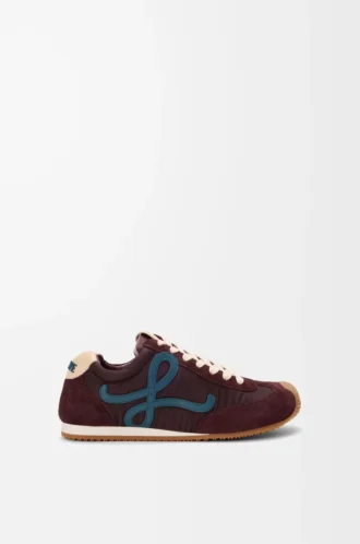 Ballet Runner 2.0 in nylon and calfskin Burgundy/Duck Blue/Dough