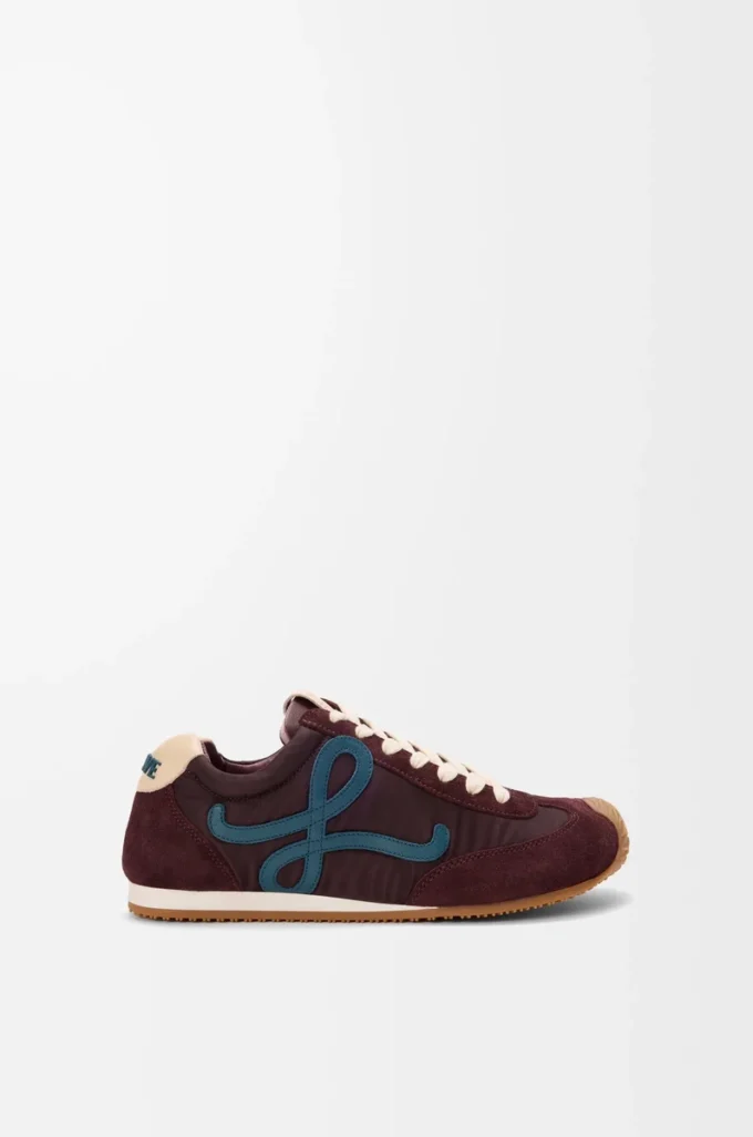 Ballet Runner 2.0 in nylon and calfskin Burgundy/Duck Blue/Dough Ballet Runner 2.0 in nylon and calfskin Burgundy/Duck Blue/Dough