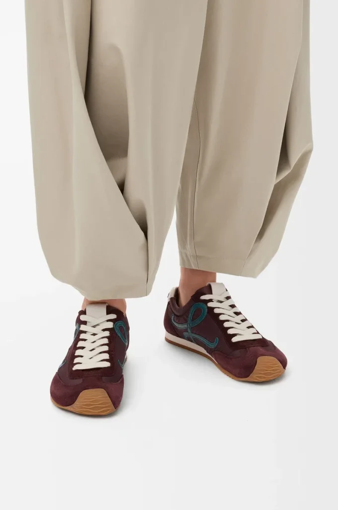 Ballet Runner 2.0 in nylon and calfskin Burgundy/Duck Blue/Dough Ballet Runner 2.0 in nylon and calfskin Burgundy/Duck Blue/Dough