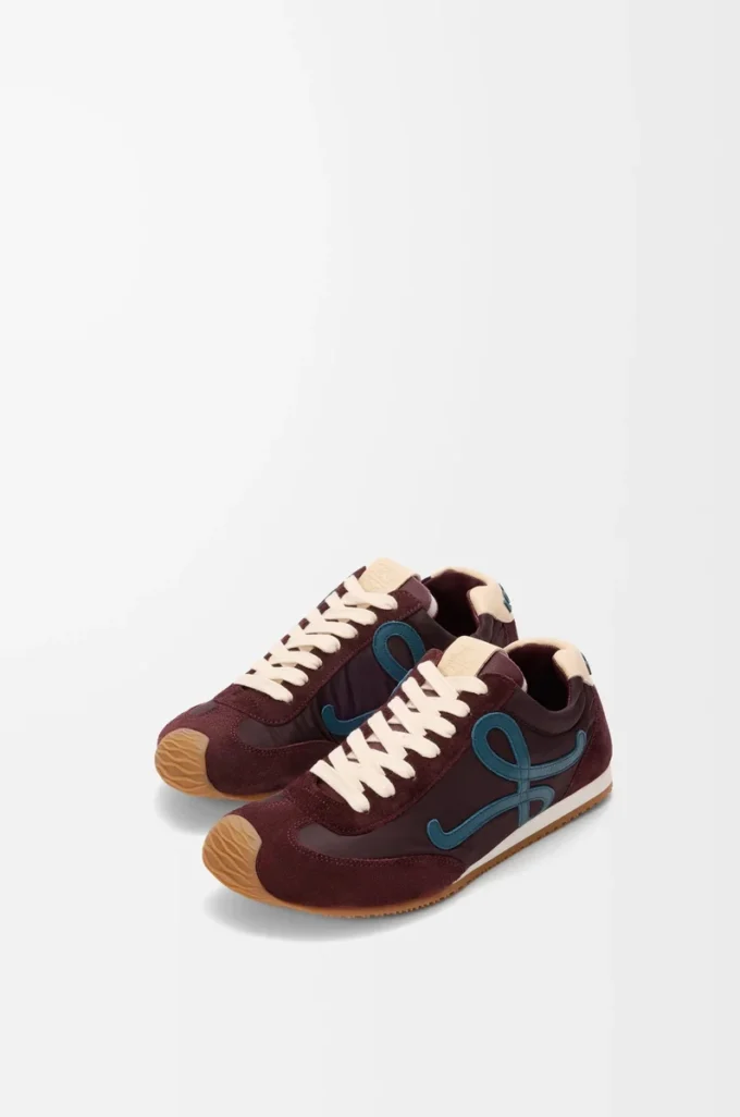 Ballet Runner 2.0 in nylon and calfskin Burgundy/Duck Blue/Dough Ballet Runner 2.0 in nylon and calfskin Burgundy/Duck Blue/Dough