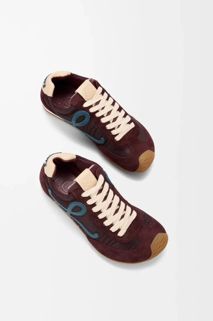 Ballet Runner 2.0 in nylon and calfskin Burgundy/Duck Blue/Dough Ballet Runner 2.0 in nylon and calfskin Burgundy/Duck Blue/Dough