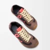 Ballet Runner 2.0 in nylon and calfskin Chocolate/Coral/Yellow Ballet Runner 2.0 in nylon and calfskin Chocolate/Coral/Yellow
