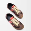 Ballet Runner 2.0 in nylon and calfskin Chocolate/Coral/Yellow Ballet Runner 2.0 in nylon and calfskin Chocolate/Coral/Yellow