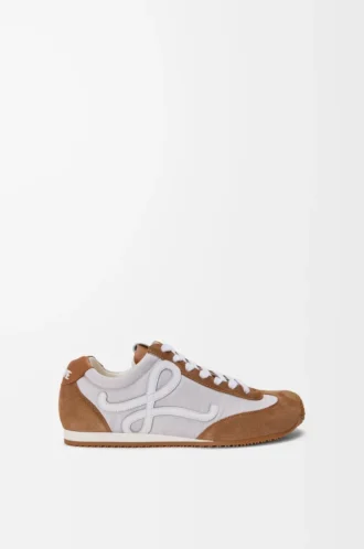 Ballet Runner 2.0 in nylon and calfskin Grey/White/Tan