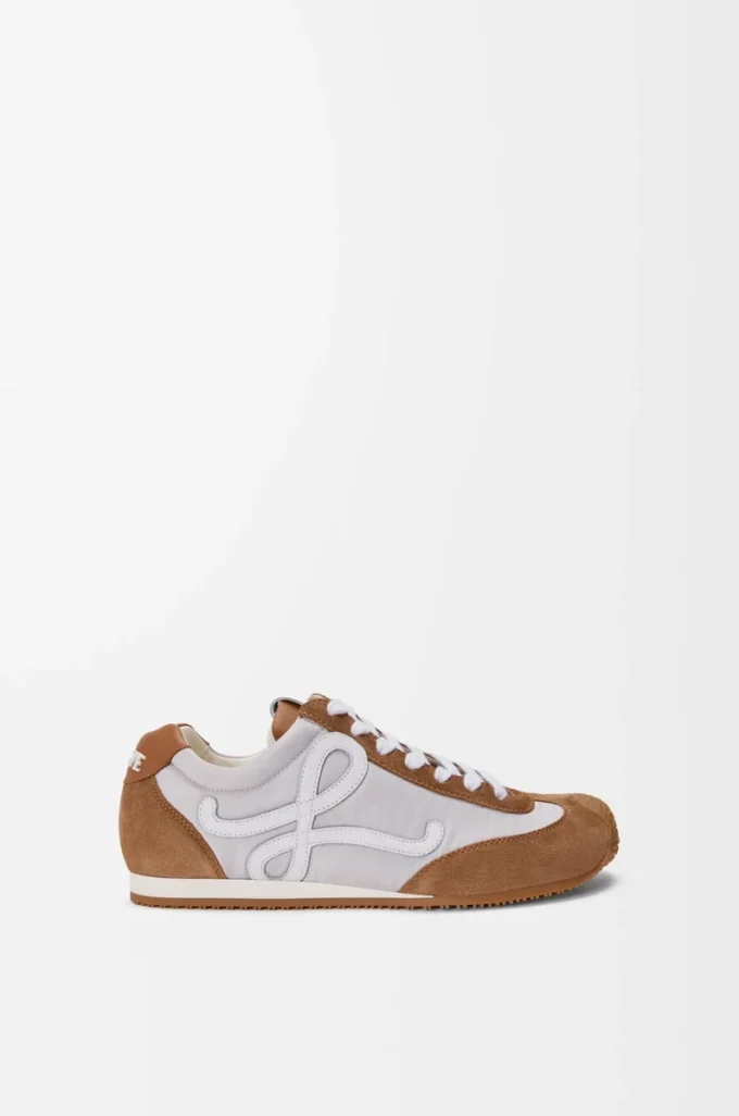 Ballet Runner 2.0 in nylon and calfskin Grey/White/Tan Ballet Runner 2.0 in nylon and calfskin Grey/White/Tan