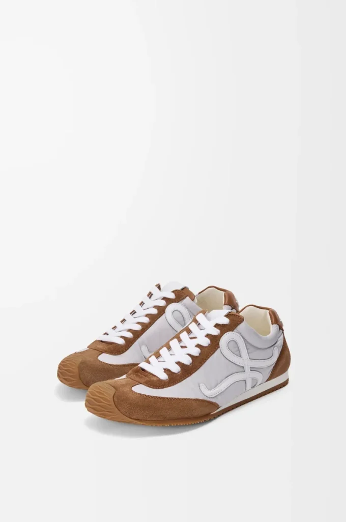 Ballet Runner 2.0 in nylon and calfskin Grey/White/Tan Ballet Runner 2.0 in nylon and calfskin Grey/White/Tan