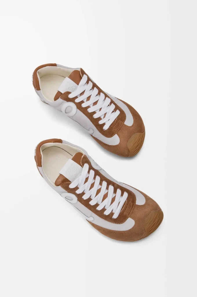Ballet Runner 2.0 in nylon and calfskin Grey/White/Tan Ballet Runner 2.0 in nylon and calfskin Grey/White/Tan