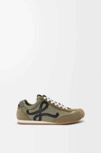 Ballet Runner 2.0 in nylon and calfskin Light Khaki/Black/White