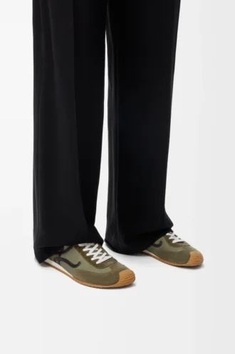 Ballet Runner 2.0 in nylon and calfskin Light Khaki/Black/White