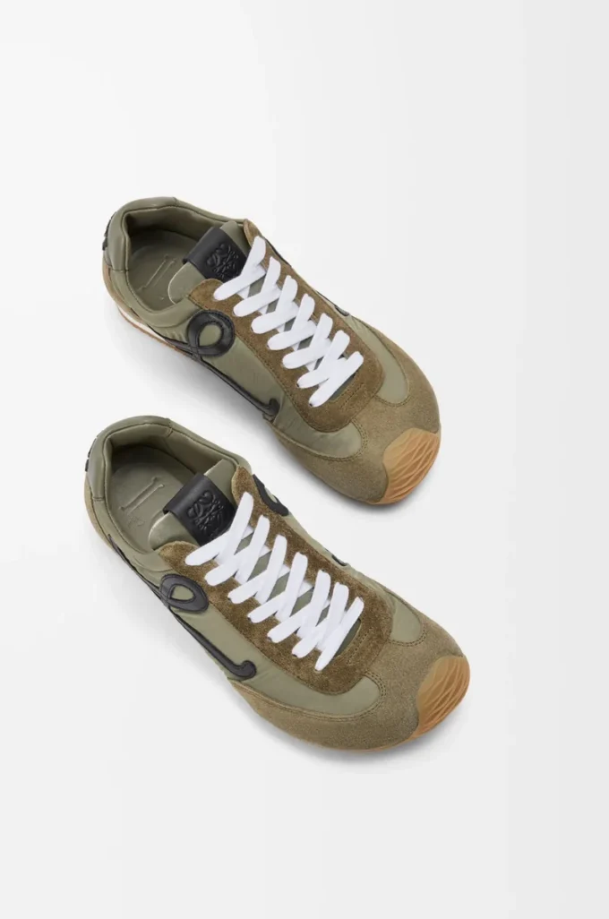 Ballet Runner 2.0 in nylon and calfskin Light Khaki/Black/White Ballet Runner 2.0 in nylon and calfskin Light Khaki/Black/White