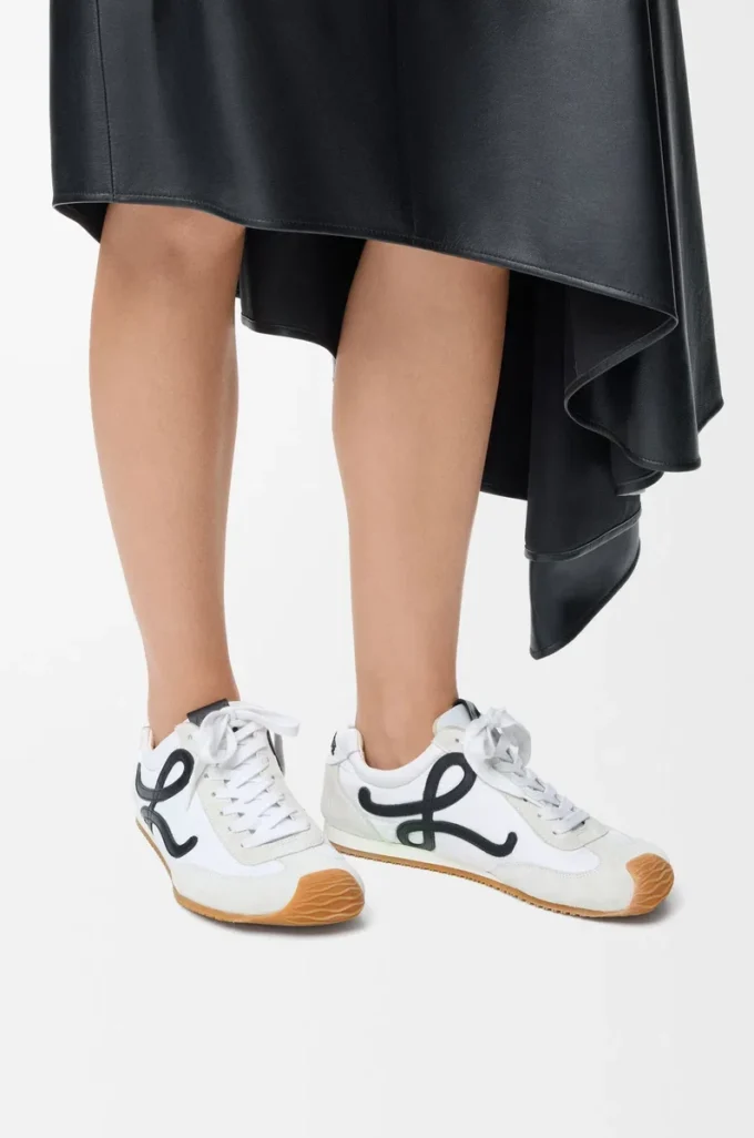 Ballet Runner 2.0 in nylon and calfskin White/Black Ballet Runner 2.0 in nylon and calfskin White/Black