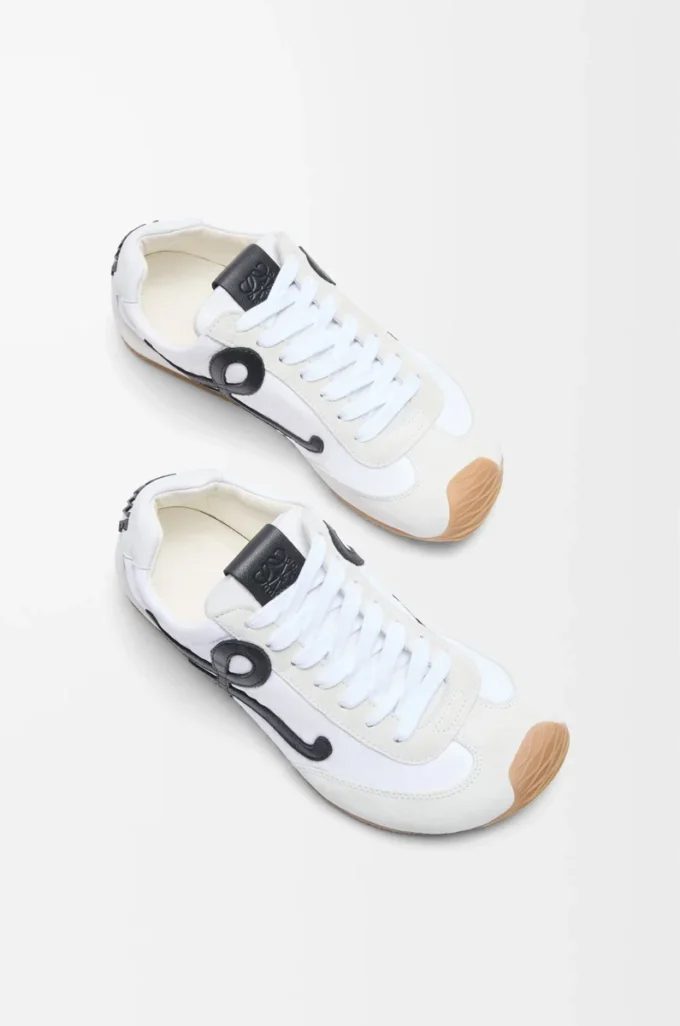 Ballet Runner 2.0 in nylon and calfskin White/Black Ballet Runner 2.0 in nylon and calfskin White/Black