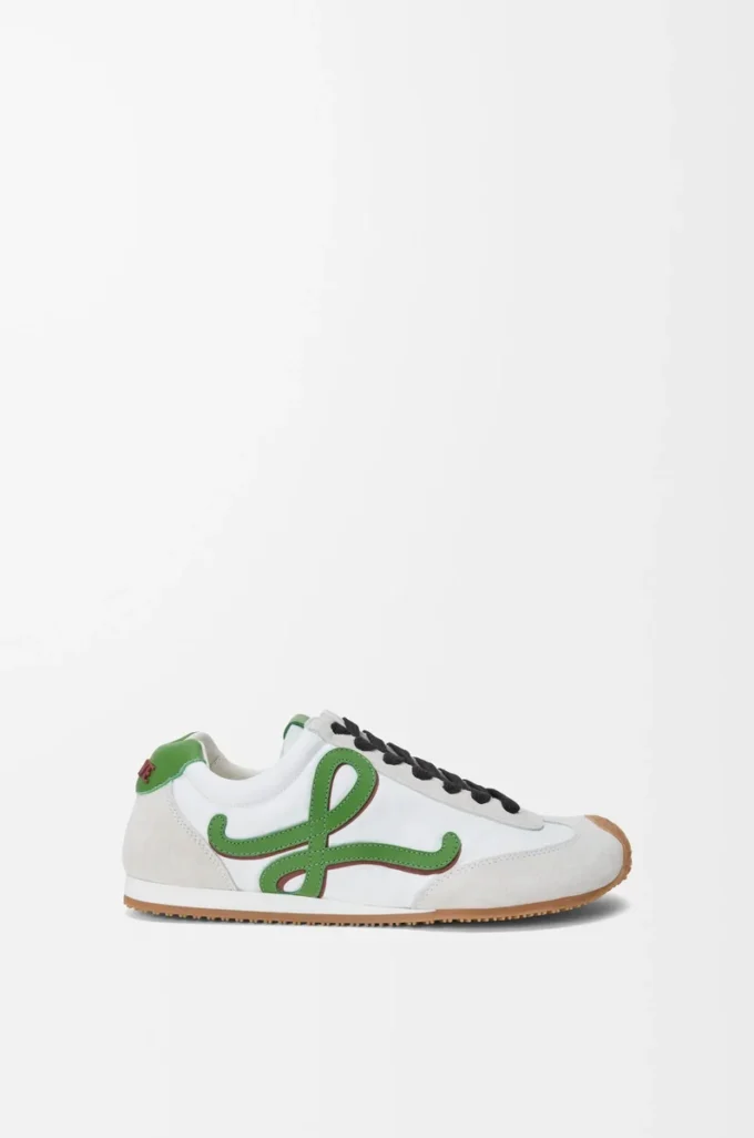 Ballet Runner 2.0 in nylon and calfskin White/Grass Green/Dark Orang Ballet Runner 2.0 in nylon and calfskin White/Grass Green/Dark Orang