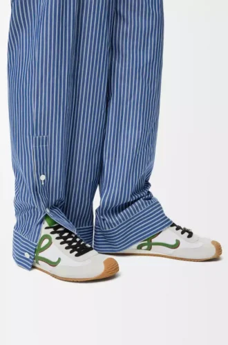 Ballet Runner 2.0 in nylon and calfskin White/Grass Green/Dark Orang