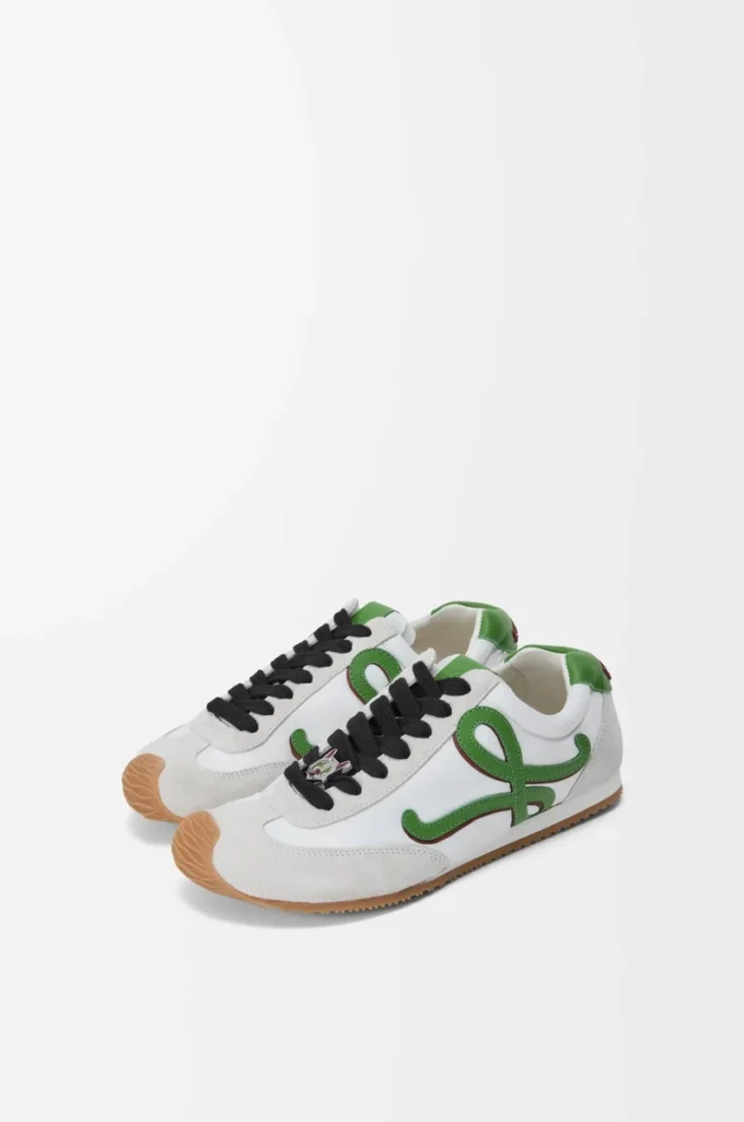 Ballet Runner 2.0 in nylon and calfskin White/Grass Green/Dark Orang Ballet Runner 2.0 in nylon and calfskin White/Grass Green/Dark Orang