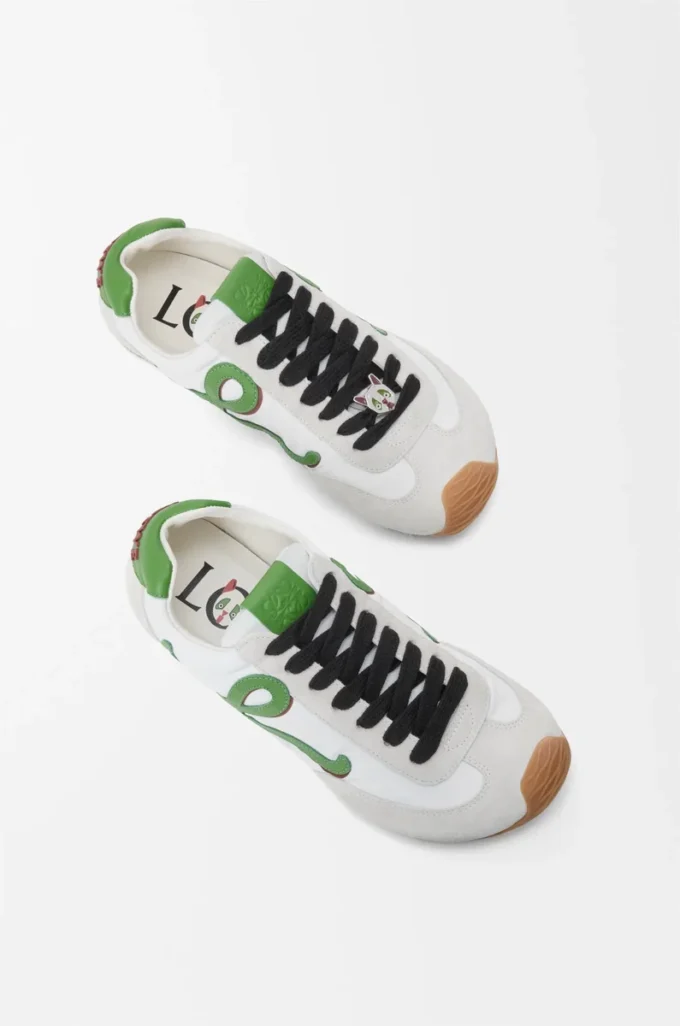 Ballet Runner 2.0 in nylon and calfskin White/Grass Green/Dark Orang Ballet Runner 2.0 in nylon and calfskin White/Grass Green/Dark Orang