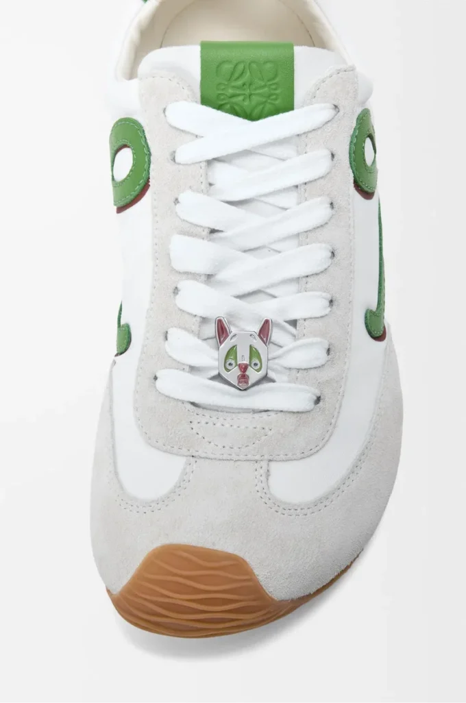Ballet Runner 2.0 in nylon and calfskin White/Grass Green/Dark Orang Ballet Runner 2.0 in nylon and calfskin White/Grass Green/Dark Orang