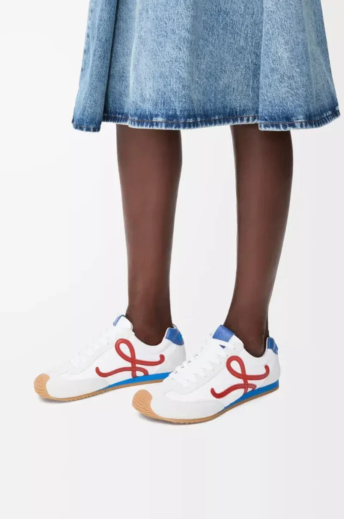 Ballet Runner 2.0 in nylon and calfskin White/Red/Blue Ballet Runner 2.0 in nylon and calfskin White/Red/Blue