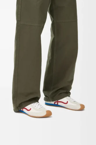 Ballet Runner 2.0 in nylon and calfskin White/Red/Blue